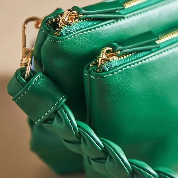 Anthropologie Faux Leather Convertible Crossbody Bag  Emerald Green NWT - Picture 5 of 13